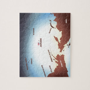 Midway-Insel im Vintage-Stil WW2-Karte