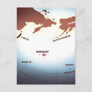 Midway Island Vintager Stil WW2-Karte Postkarte