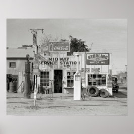 Midway Service Station, 1939. Vintages Foto Poster