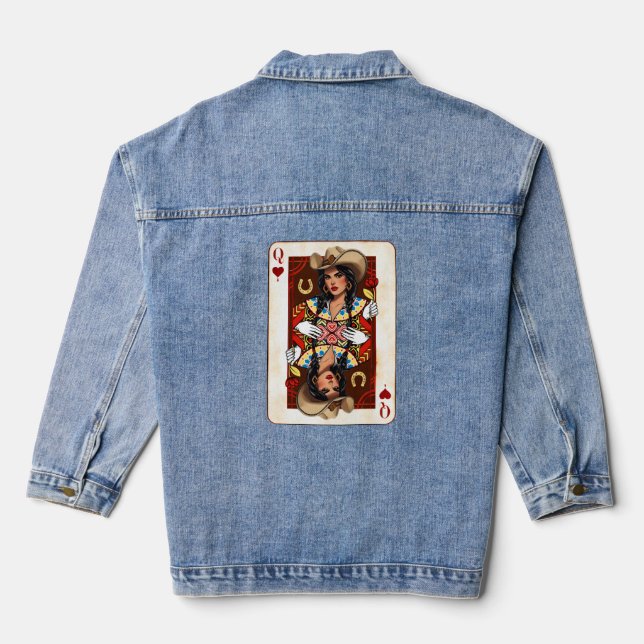 Midwest Queen of Hearts Card Cowgirl Love Luck Jeansjacke (Rückseite)