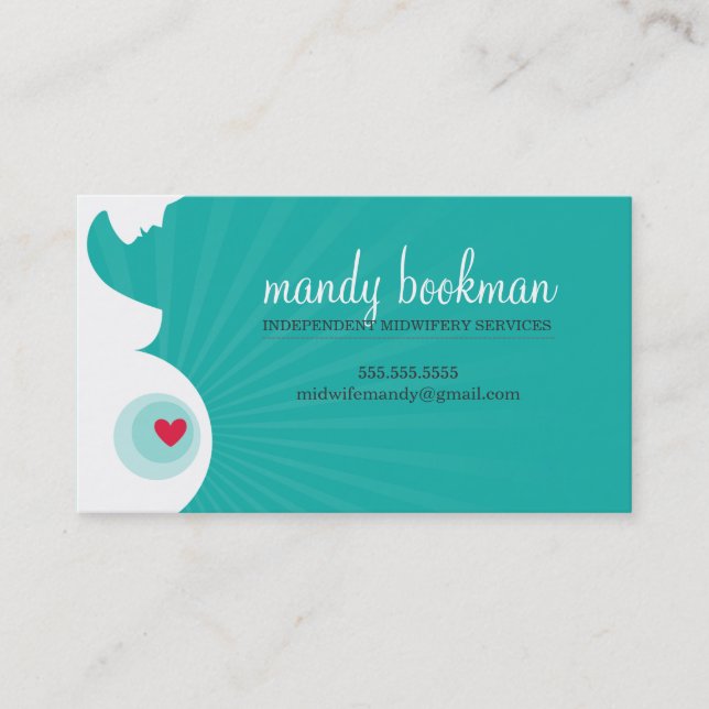 MIDWIFE CARD schwangere Bauch Silhouette Jade grün Visitenkarte (Vorderseite)