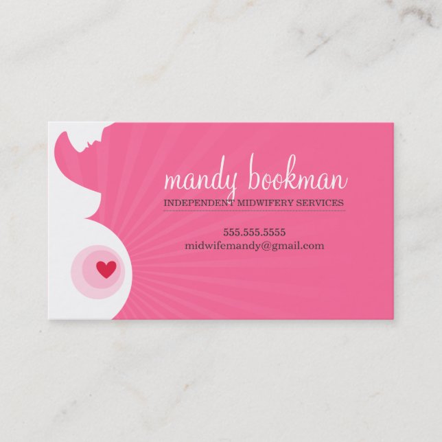 MIDWIFE CARD schwangere Bauchmuskulatur Silhouette Visitenkarte (Vorderseite)