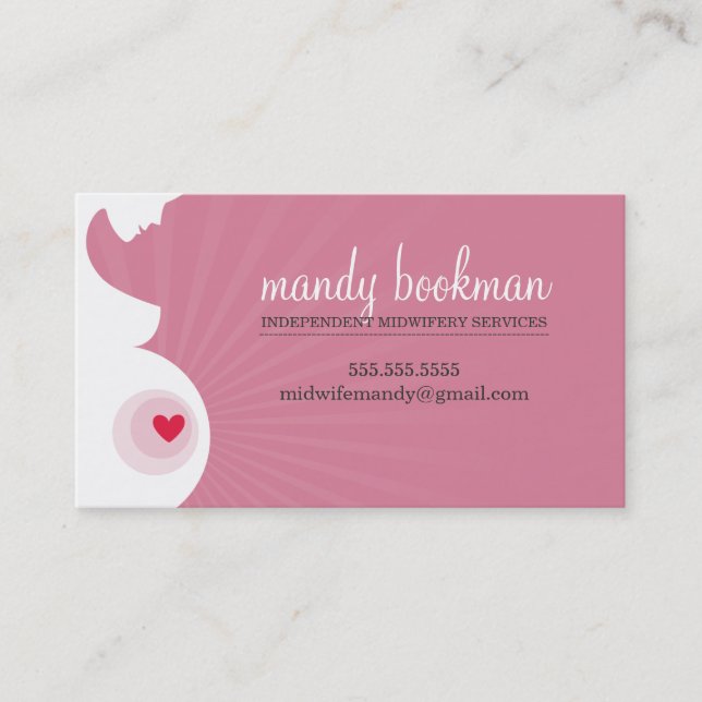 MIDWIFE DOULA CARD Rose, schwanger Visitenkarte (Vorderseite)