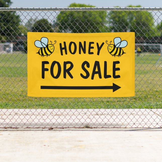 Miel à vendre bannière signe pour apiculteur (En situation)