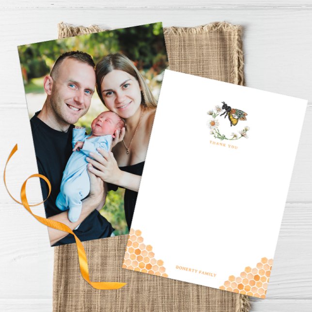 Miel Bee Elegant Baby shower Carte de remerciement (Bee Baby Shower Thank You Card)