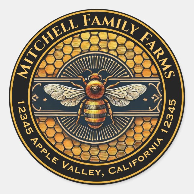 Miel Bee Étiquette (Devant)