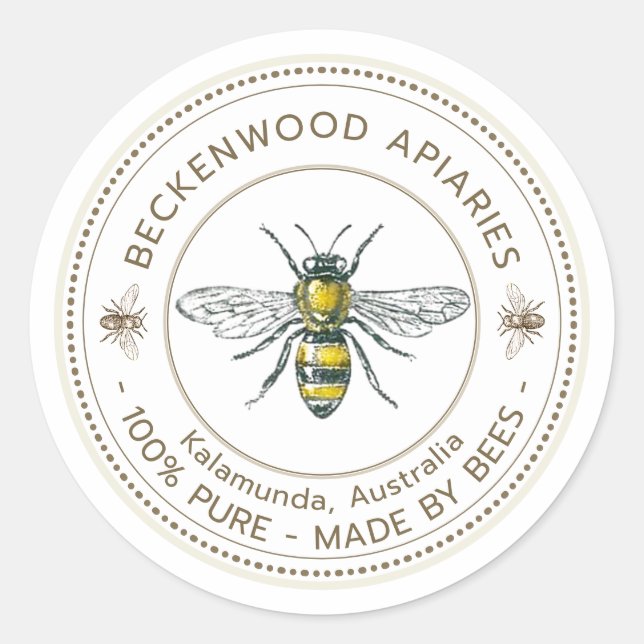Miel Bee Étiquette Apiary (Devant)