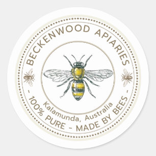 Miel Bee Étiquette Apiary apiculteur blanc