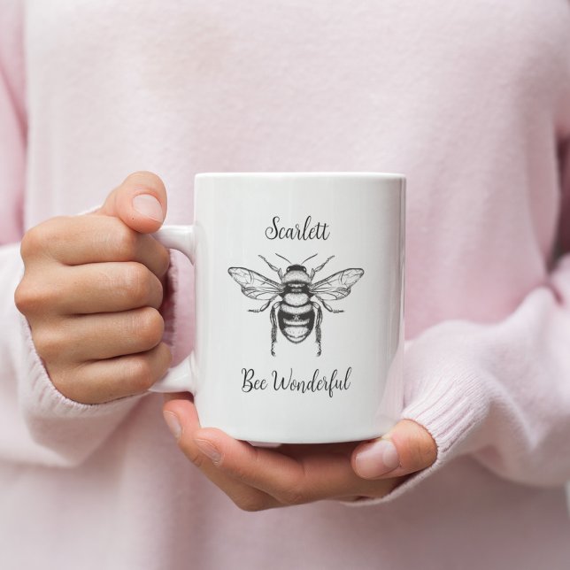 Miel Bee Noir Blanc Personnaliser la Mug de café (Créateur téléchargé)