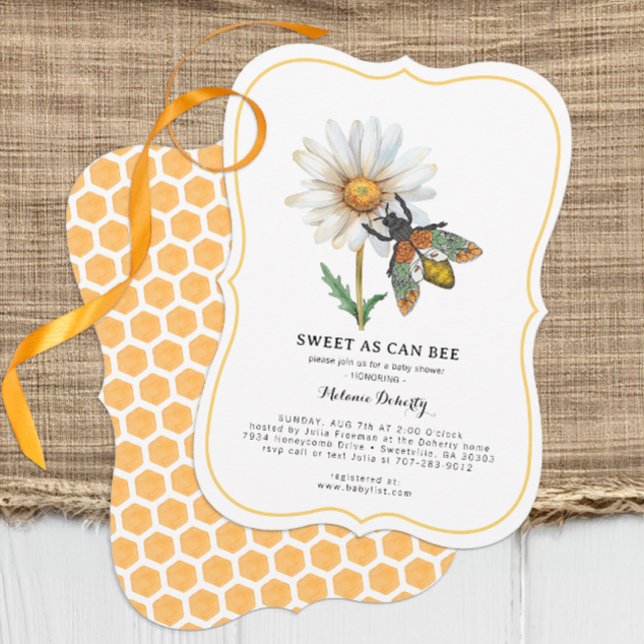 Miel Bee Sweet As Can Bee Baby shower Invitation (Simple Bee Baby Shower Invite)