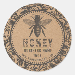 Miel Étiquette Kraft | Fleurs Et Abeilles
