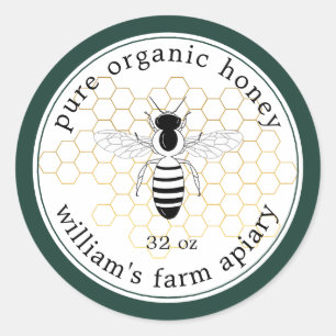 Miel Jar Étiquette Bee Apiary Gold Honeypeb Vert