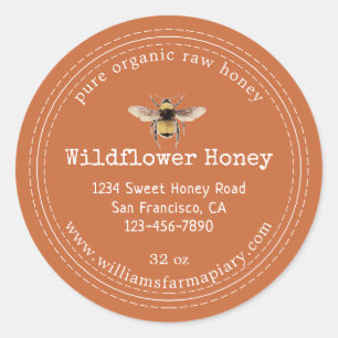 Miel Jar Étiquette Honeybee Apiary Burning Orange