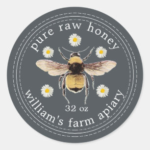 Miel Jar Étiquette Honeybee Apiary off-Black