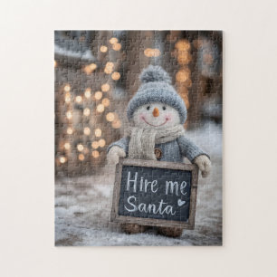 "Miete mir Santa" Snowman mit einem Zeichen