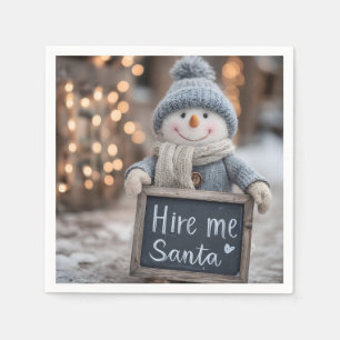 "Miete mir Santa" Snowman mit einem Zeichen Serviette