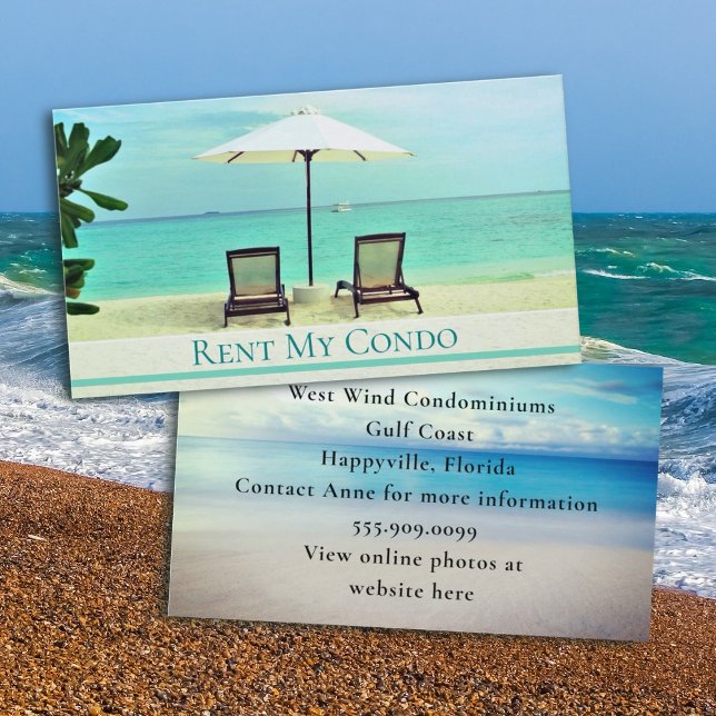 Mieten Sie meinen Condo zwei Strandstühle mit Meer Visitenkarte (Von Creator hochgeladen)