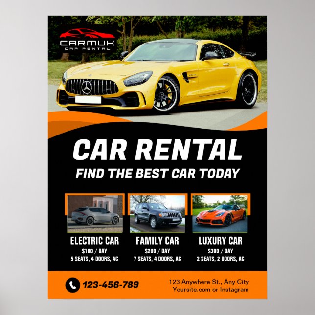 Mietwagen Premium Beruflich modern Poster (Vorne)