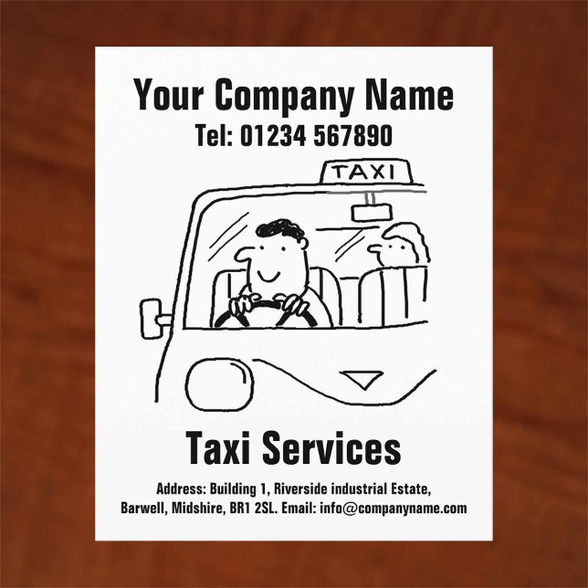 Mietwagen & Taxi Services Cartoon Design Flyer (Von Creator hochgeladen)