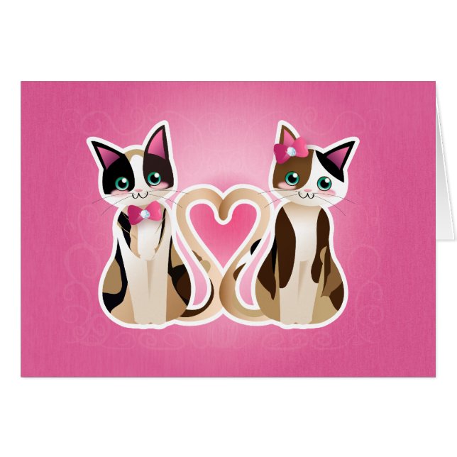Miezekatze Herzkaliko Verkarte (Vorderseite (Horizontal))