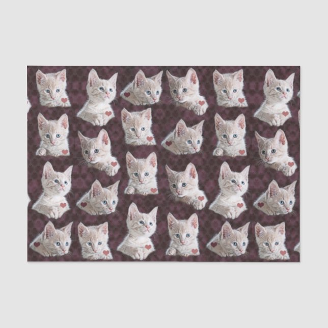 Miezekatze-Katze stellt Muster mit Herz-Bild Seidenpapier (Vorderseite)