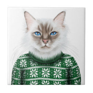 Miezekatze-Katzen-Strickjacke Fliese