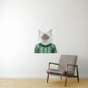 Miezekatze-Katzen-Strickjacke Wandteppich