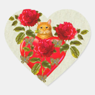 Miezekatze-Katzen-Valentinsgruß Herz-Aufkleber