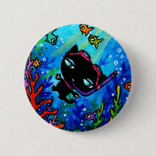 Miezekatze-Spulen-Schwimmen mit dem Button