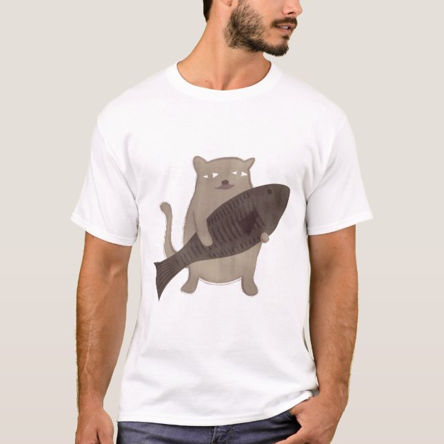 Miezekatze und seine Fische T-Shirt (Vorderseite)