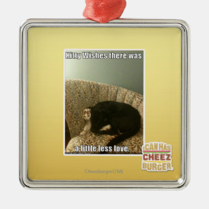Miezekatze-Wünsche Silbernes Ornament