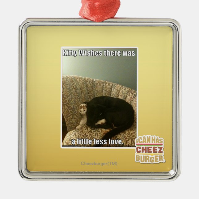 Miezekatze-Wünsche Silbernes Ornament (Vorne)