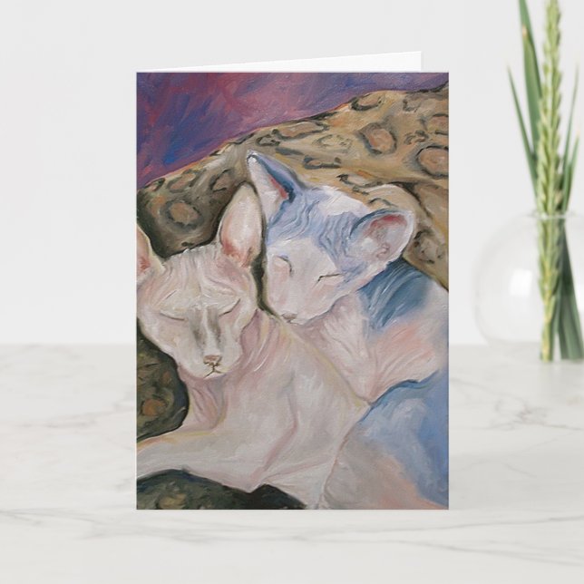 Miezekatzekatze Grußkarte der Sphinxes unbehaarte Karte (Vorderseite)