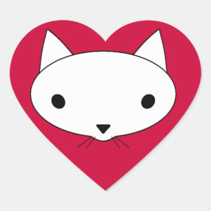 Miezekatzekatzen-Herzaufkleber - roter Hintergrund Herz-Aufkleber