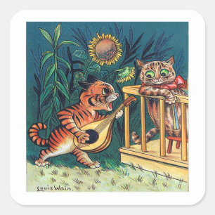 MiezekatzeSerenade durch Louis Wain Quadratischer Aufkleber