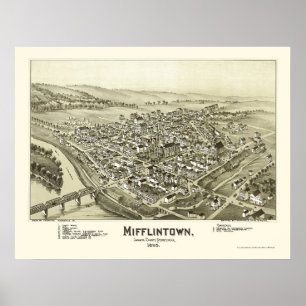 Mifflintown, PA Panorama Karte - 1895 Poster