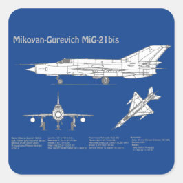 MiG-21 bis - Flugzeugkonzepte ABD Quadratischer Aufkleber