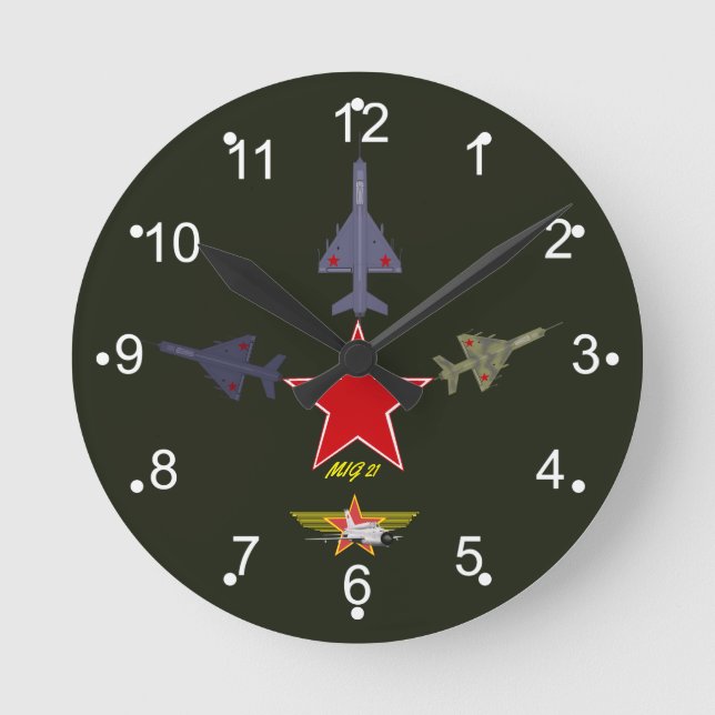 Mig 21Wall Uhr. Runde Wanduhr (Vorderseite)