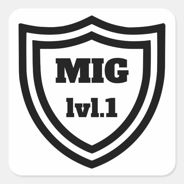 MIG lvl.1 Schweißschild-Welderleistung Quadratischer Aufkleber (Vorderseite)