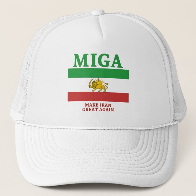 MIGA Hat – Make Iran Great Again Cap. Truckerkappe (Vorderseite)