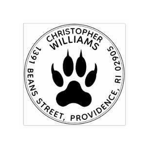 Mighty Claws Wolf Paw Print Round Rücksendeadresse Gummistempel