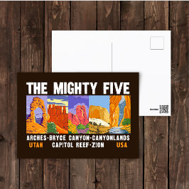 Mighty Five National Parks List Vintag Postkarte