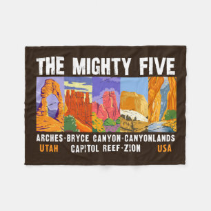 Mighty Five Utah Nationalparks Liste Vintage Fleecedecke