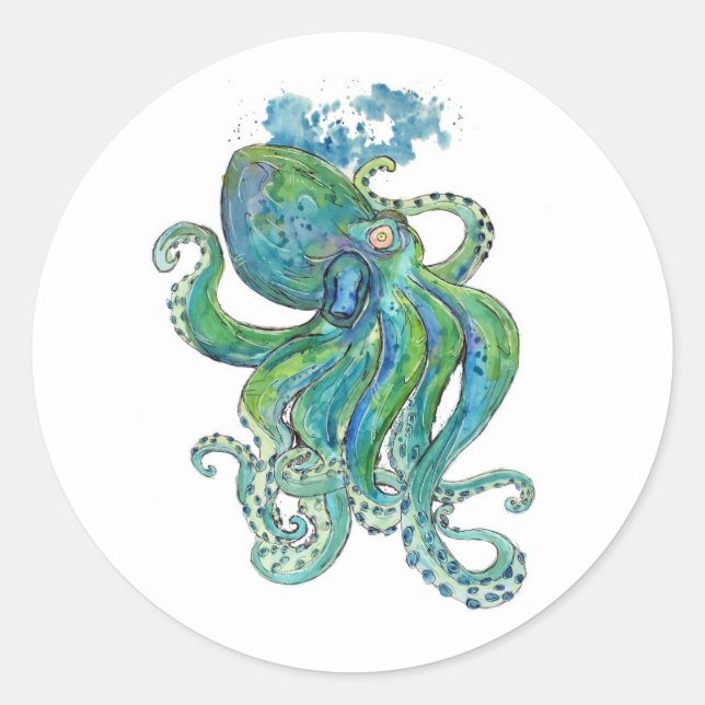 Mighty Green Kraken Runder Aufkleber (Vorderseite)