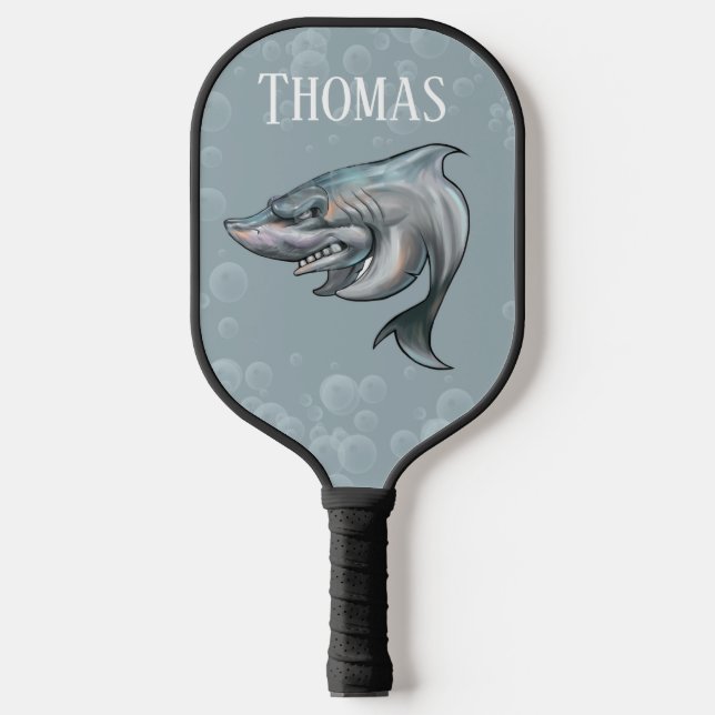 Mighty Sharks Slogan Monogram Pickleball Schläger (Vorderseite)