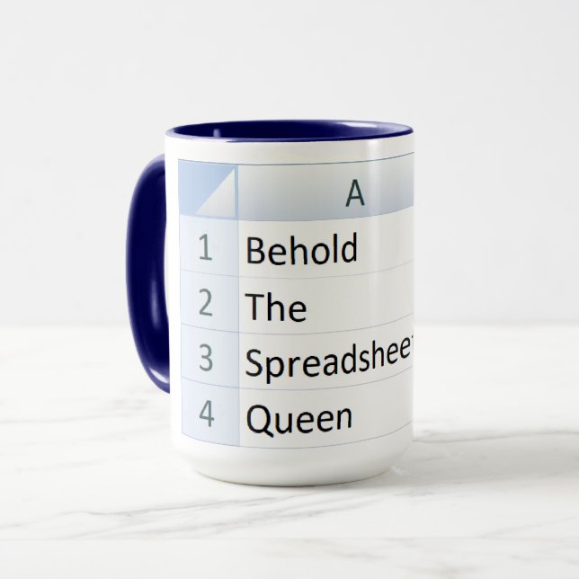 Mighty Spreadsheet Queen, Excel Blue Tasse (Vorderseite Links)