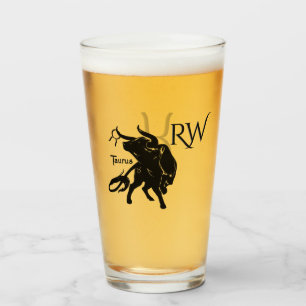 Mighty Taurus Bull Zodiac Monogram Glas