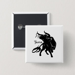 Mighty Taurus The Bull Zodiac Button
