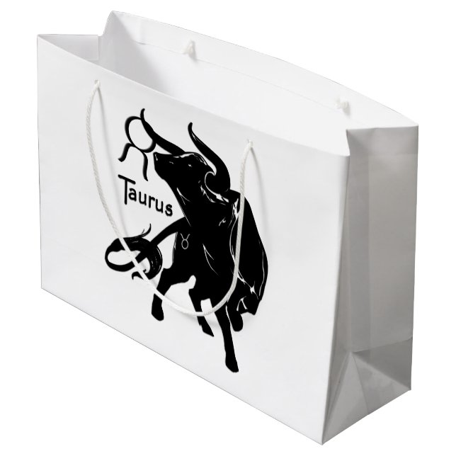 Mighty Taurus The Bull Zodiac Große Geschenktüte (Rückseite Schrägansicht)