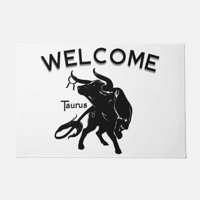 Mighty Taurus The Bull Zodiac Willkommen Fußmatte (Vorderseite)